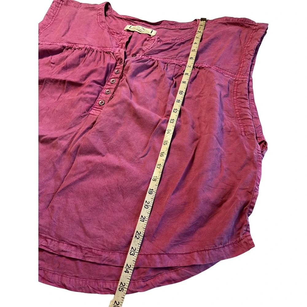 We The Free XS Oversized Pink Free People Henley Top Boho Beachy Festival Casual